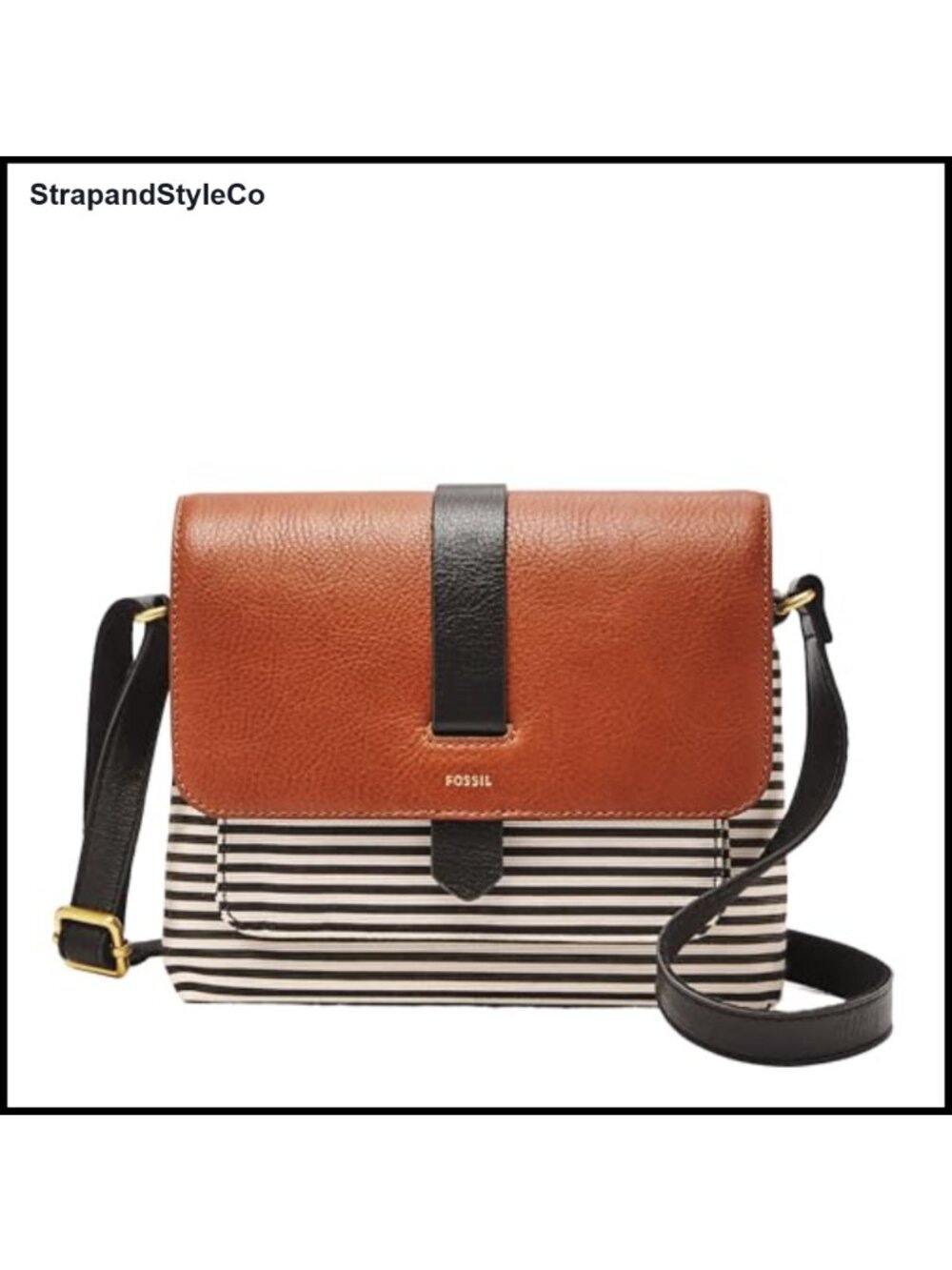 Kinley Leather Fabric Crossbody Bag Adjustable Strap Casual